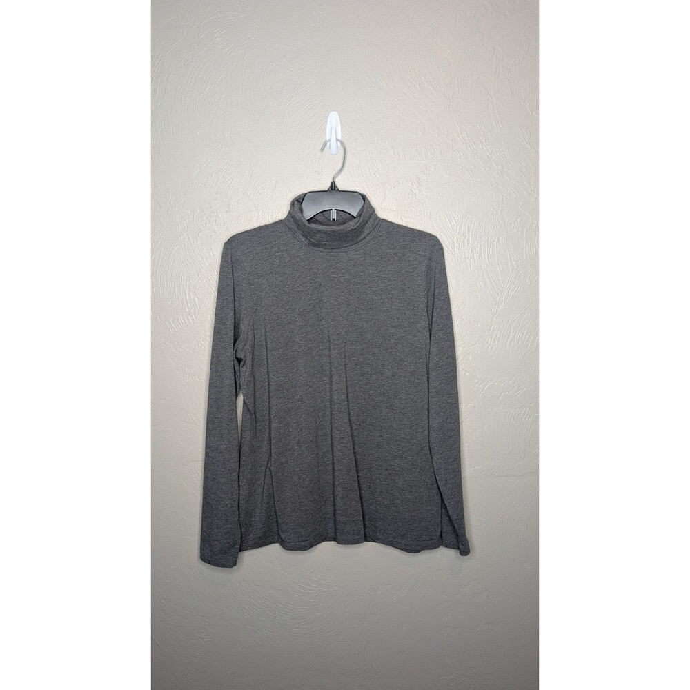 Lands' End Womens XL Gray Lightweight Jersey Long Sleeve Turtleneck Top
